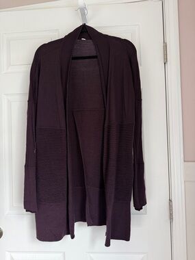 Athleta Open-Front Long Cardigan Sweater - Plum